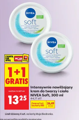 Intensywnie nawilżający krem do twarzy i ciała Soft 1+1 GRATIS promocja w Biedronka