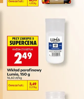 Wkład parafinowy do zniczy Lumia promocja w Biedronka
