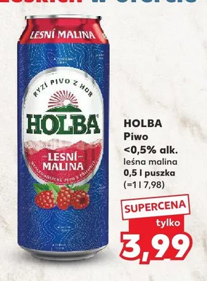 Piwo bezalkoholowe Holba <0,5% alk. leśna malina promocja w Kaufland