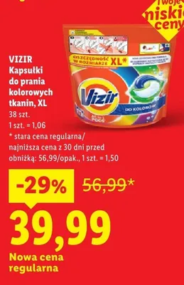 Kapsułki do prania kolorowych tkanin Vizir XL promocja w Lidl