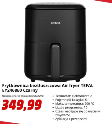 Frytkownica beztłuszczowa Tefal EY2468E0 czarny promocja w Media Markt