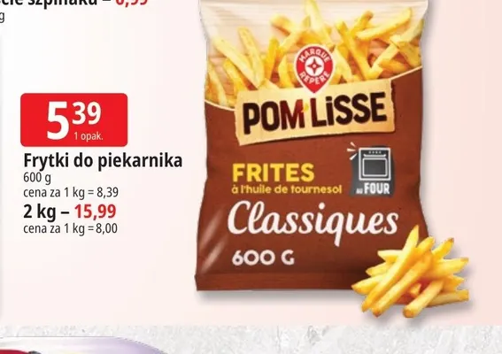Frytki do piekarnika Pom Lisse promocja w Leclerc