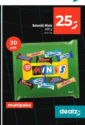 Batoniki Minis Mars 20-pak promocja w Dealz