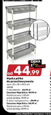 Wąska półka do przechowywania transparentna promocja w Bricomarche