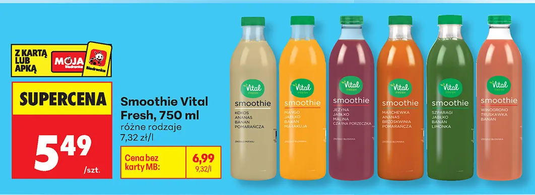 Smoothie Vital Fresh mango jabłko banan marakuja promocja w Biedronka