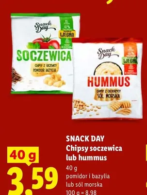 Chipsy z hummusu sól morska Snack Day promocja w Lidl