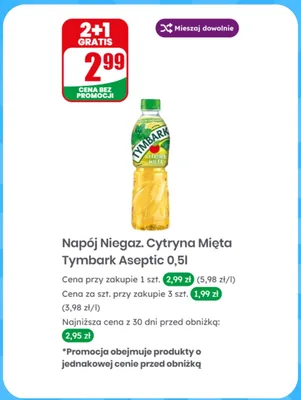 Napój niegazowany Tymbark Aseptic Cytryna Mięta promocja w Dino