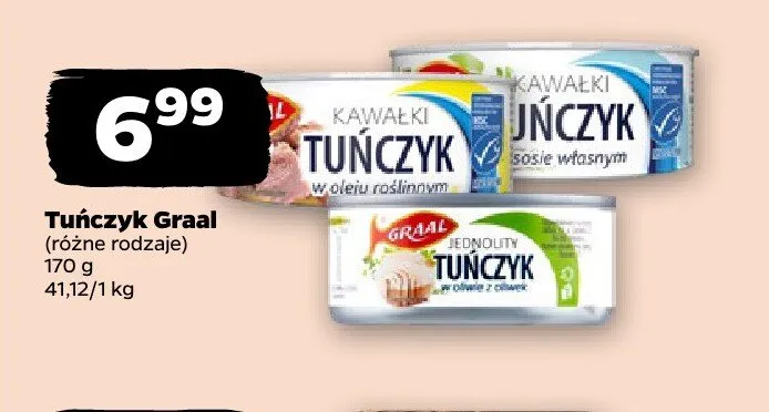 Tuńczyk w oleju roślinnym Graal promocja w Netto