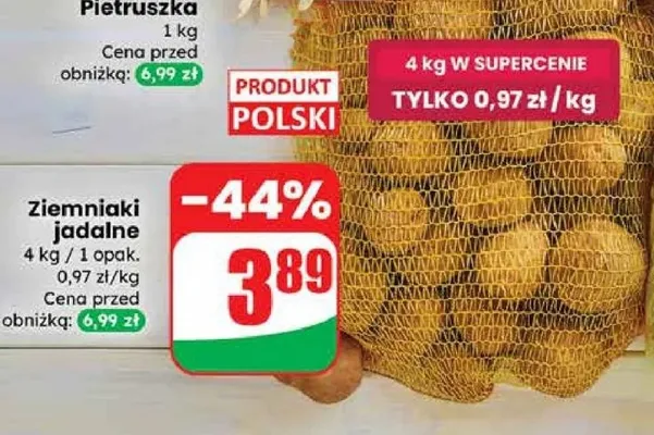 Ziemniaki jadalne 4 kg promocja w Dino