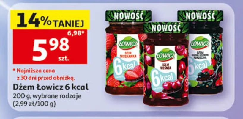 Dżem Łowicz 6 kcal truskawka promocja w Auchan