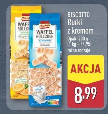 Rurki z kremem różne rodzaje promocja w Aldi