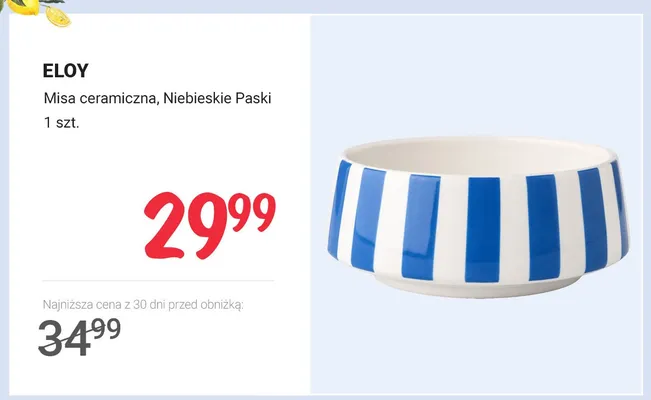 Misa ceramiczna ELOY Niebieskie Paski promocja w Rossmann