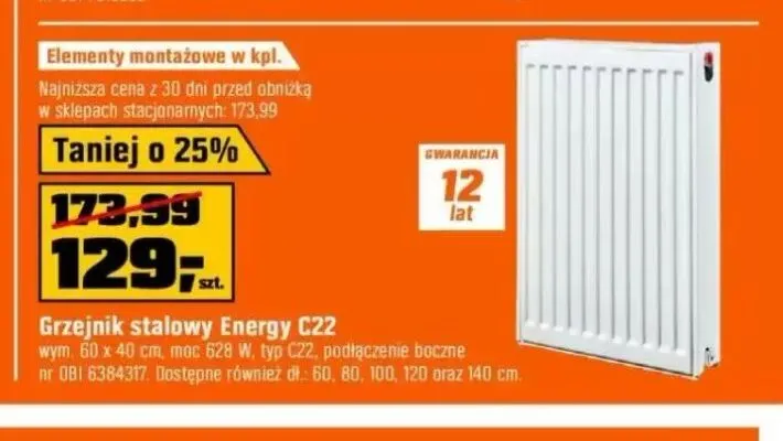 Grzejnik stalowy Energy promocja w OBI