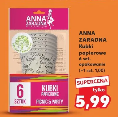 Kubki papierowe Anna Zaradna Picnic & Party promocja w Kaufland