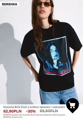 Koszulka Billie Eilish z krótkim rękawem i nadrukiem BERSHKA promocja w Bershka