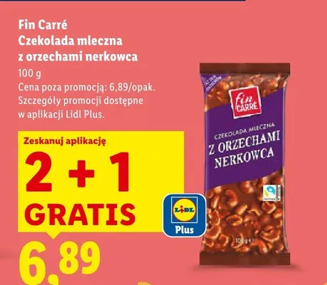 Czekolada mleczna z orzechami nerkowca promocja w Lidl