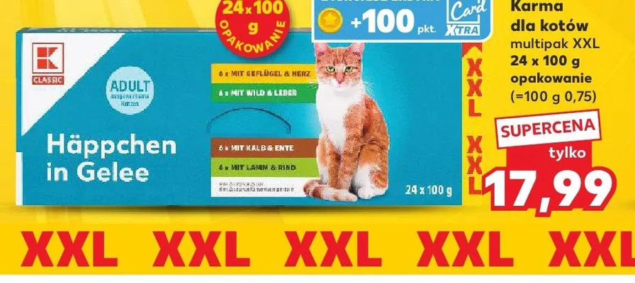 Karma dla kotów K-Classic Häppchen in Gelee 24-pak promocja w Kaufland