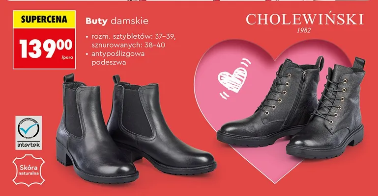 Buty damskie Cholewiński sztyblety rozmiar 37-39 promocja w Biedronka