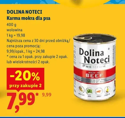Karma mokra dla psa wołowina Dolina Noteci promocja w Lidl
