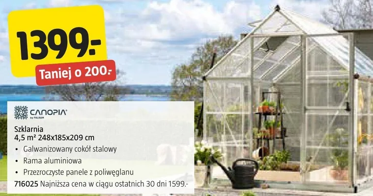 Szklarnia 4,5 m² 248x185x209 cm promocja w Jula