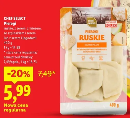 Pierogi ze szpinakiem i serem Chef Select promocja w Lidl