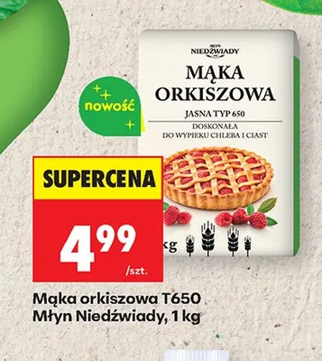 Mąka orkiszowa jasna T650 Młyn Niedźwiady promocja w Biedronka
