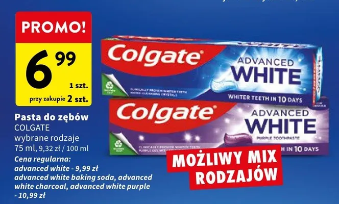 Pasta do zębów Colgate advanced white baking soda promocja w Intermarche