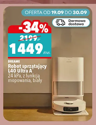 Robot sprzątający L40 Ultra A z funkcją mopowania biały Dreame promocja w Biedronka