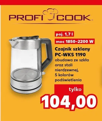 Czajnik szklany Profi Cook 1,7 l promocja w Kaufland