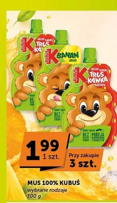 Mus 100% Kubuś Banan Jabłko promocja w Groszek