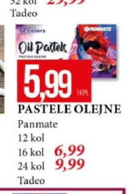 Pastele olejne Panmate 12 kolorów promocja w Leclerc