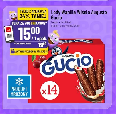 Lody wanilia wiśnia Augusto Gucio 14-pak promocja w POLOmarket