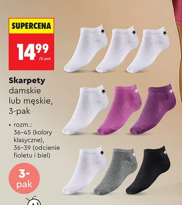 Skarpety damskie lub męskie, 3-pak promocja w Biedronka