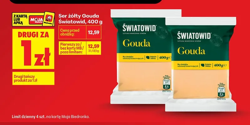 Ser żółty Gouda Światowid promocja w Biedronka