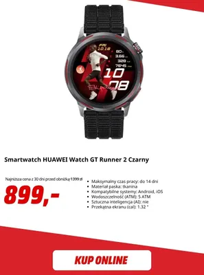 Smartwatch Huawei Watch Gt Runner 2 czarny promocja w Media Markt