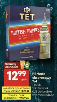Herbata ekspresowa British Empire promocja w Delikatesy Centrum