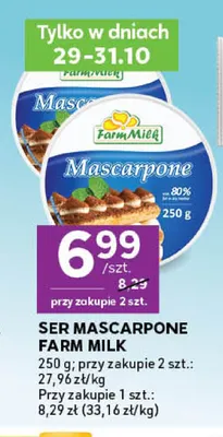 Ser mascarpone Farm Milk promocja w Stokrotka