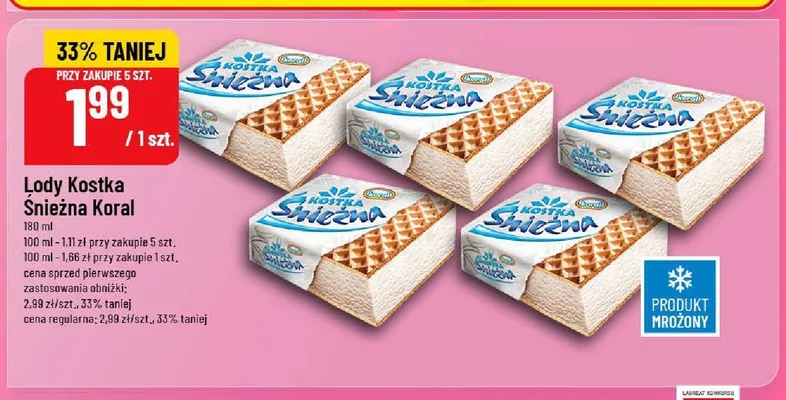 Lody Kostka Śnieżna Koral promocja w POLOmarket