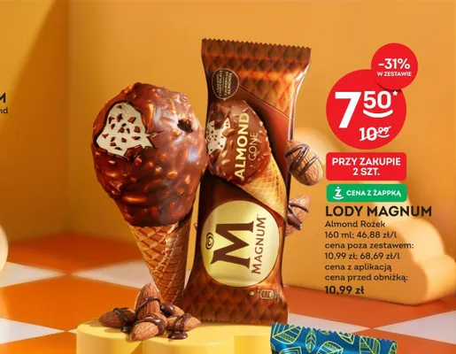 Lody Magnum Almond Rożek promocja w Żabka