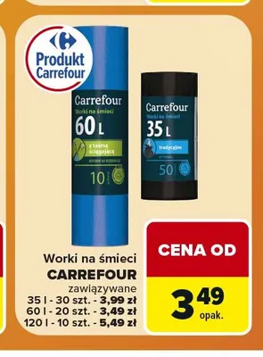 Worki na śmieci Carrefour zawiązywane 35 l promocja w Carrefour Express