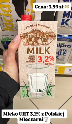Mleko UHT 3,2% z Polskiej Mleczarni promocja w Dino