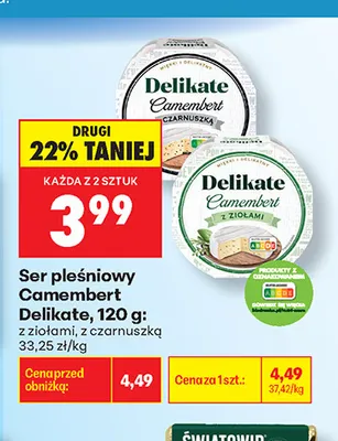 Ser pleśniowy Camembert Delikate z ziołami promocja w Biedronka