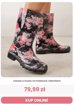 Kalosze w kwiaty na podeszwie z bieżnikiem Renee promocja w Renee