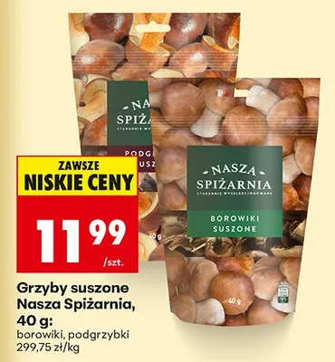 Grzyby suszone borowiki promocja w Biedronka