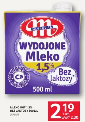 Mleko UHT 1,5% bez laktozy Mlekovita promocja w Selgros