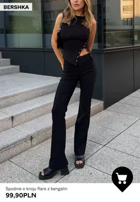 Spodnie o kroju flare z bengalin Bershka promocja w Bershka