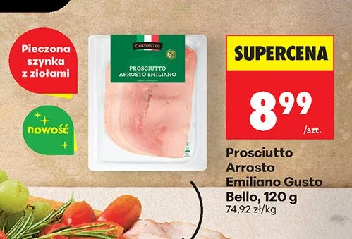 Szynka Prosciutto Arrosto Emiliano Gusto Bello promocja w Biedronka