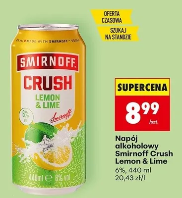 Napój alkoholowy Smirnoff Crush Lemon & Lime 6% promocja w Biedronka