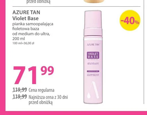 Pianka samoopalająca Azure Tan Violet Base promocja w Hebe