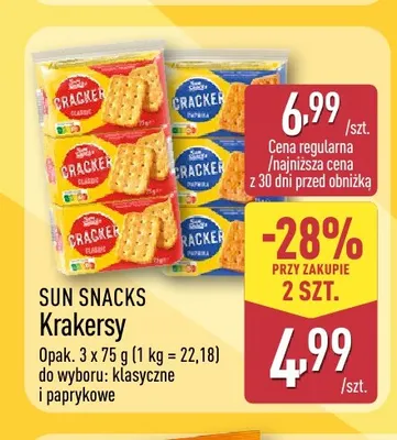 Krakersy paprykowe 3-pak Sun Snacks promocja w Aldi